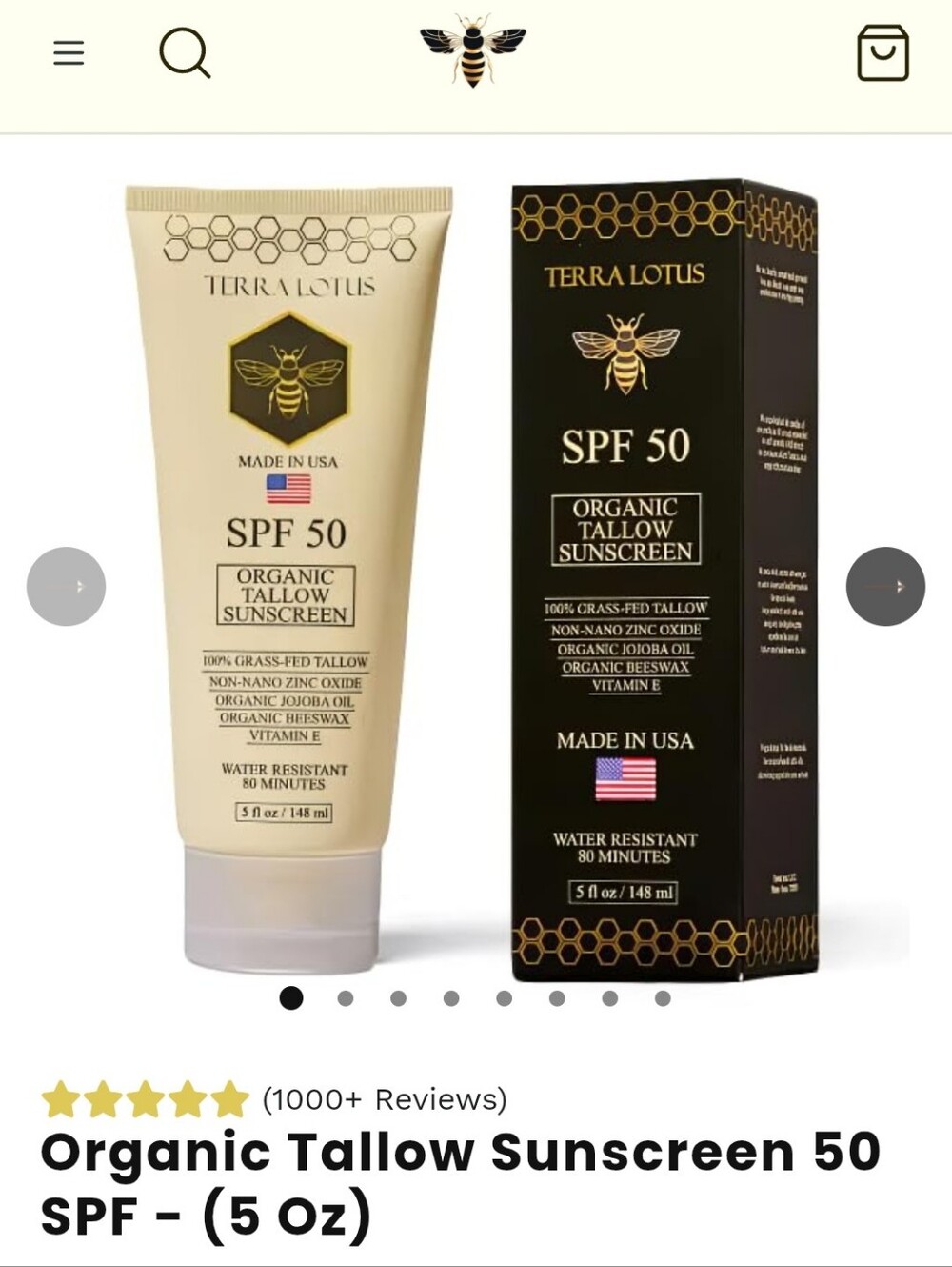 Organic Tallow Sunscreen SPF 50